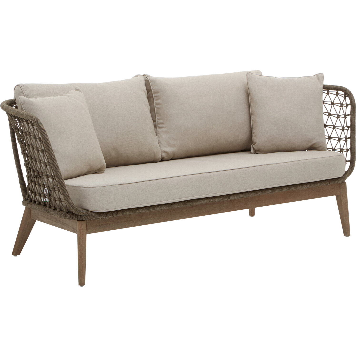 Opus Grey Woven Rope Three Seater Sofa With Cushions - Cream