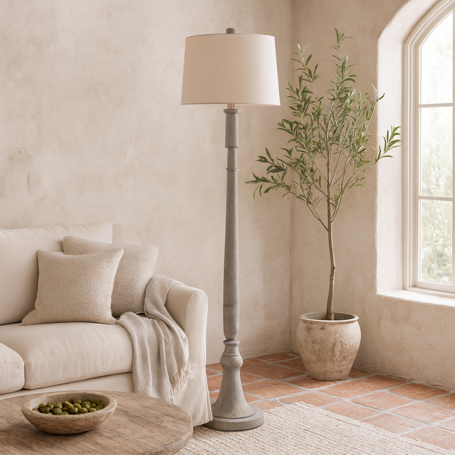Image of Piana Slim Floor Lamp Linen Shade&hellip;