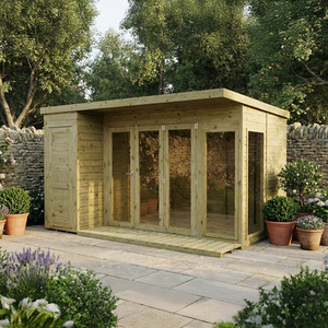 12ft x 8ft Wooden Shiplap Summerhouse with Side Shed