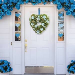 Rustic Rattan Heart Wreath Wall Décor - Blue Heart