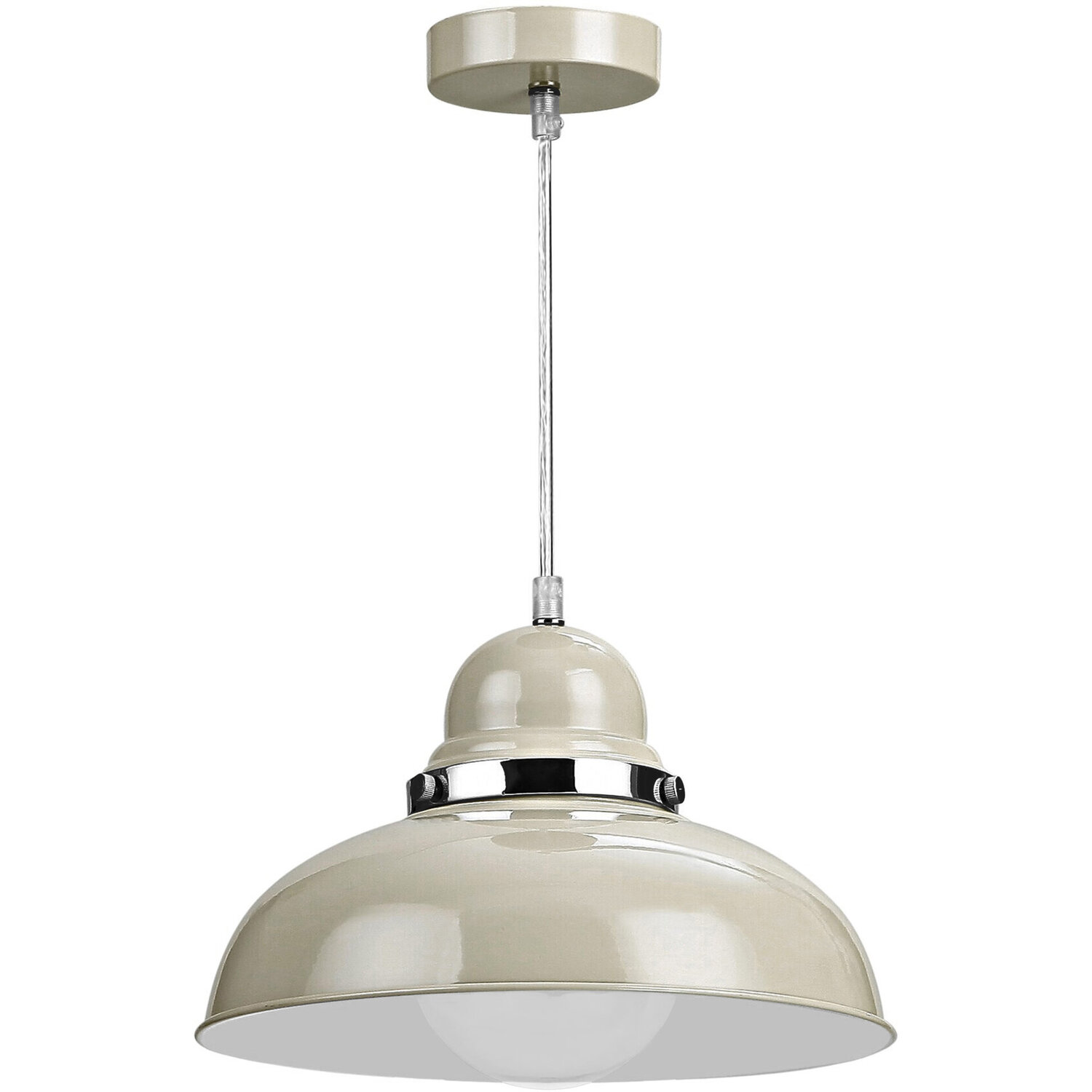 Vermont Clay Colour Bowl Shaped Pendant Light - White