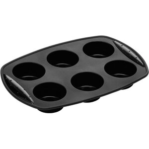 Bakeware 6 Cup Black Silicone Muffin Mould