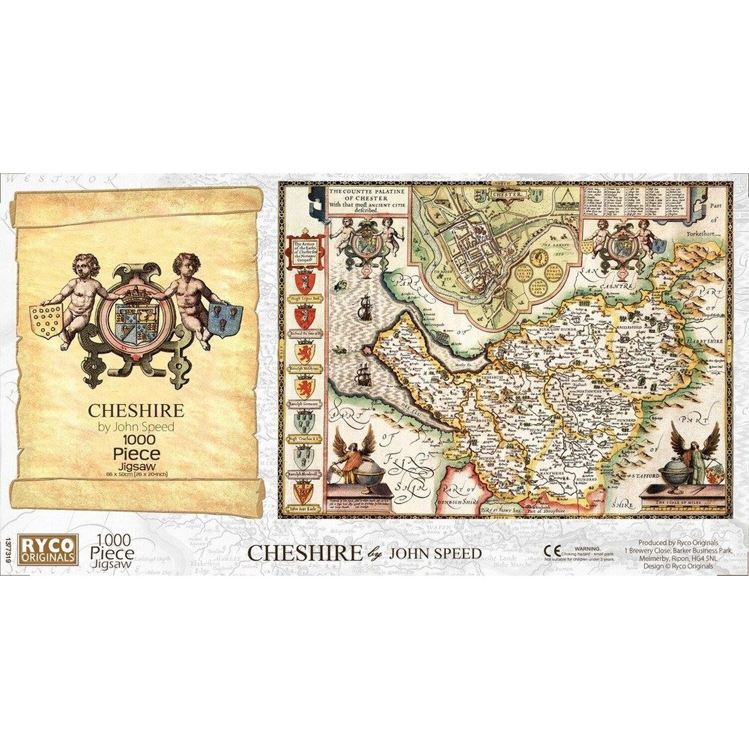 Cheshire Historical Map 1000 Piece Jigsaw Puzzle (1610)