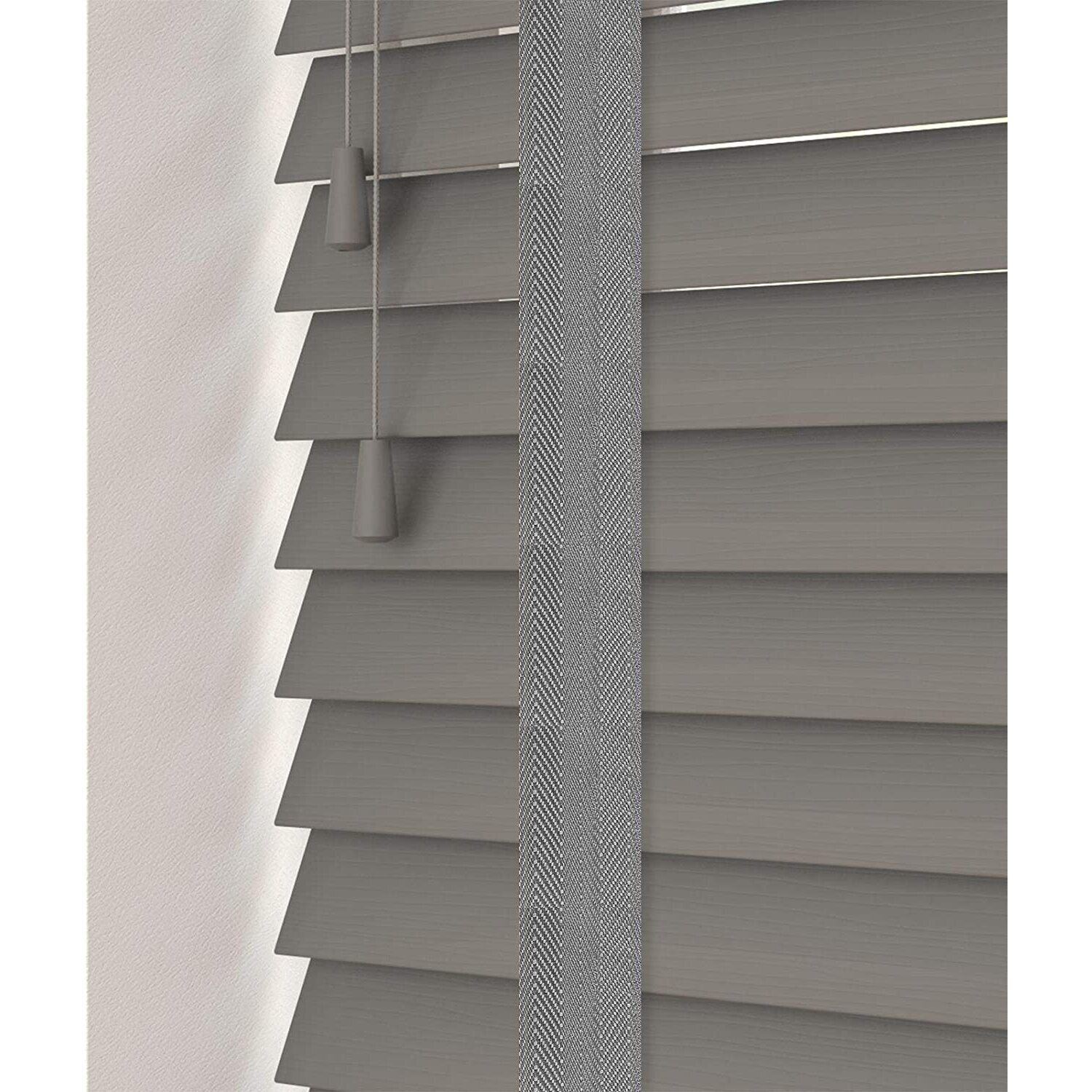 Faux Wood Venetian Blinds with Tapes - Smooth Grey / 160