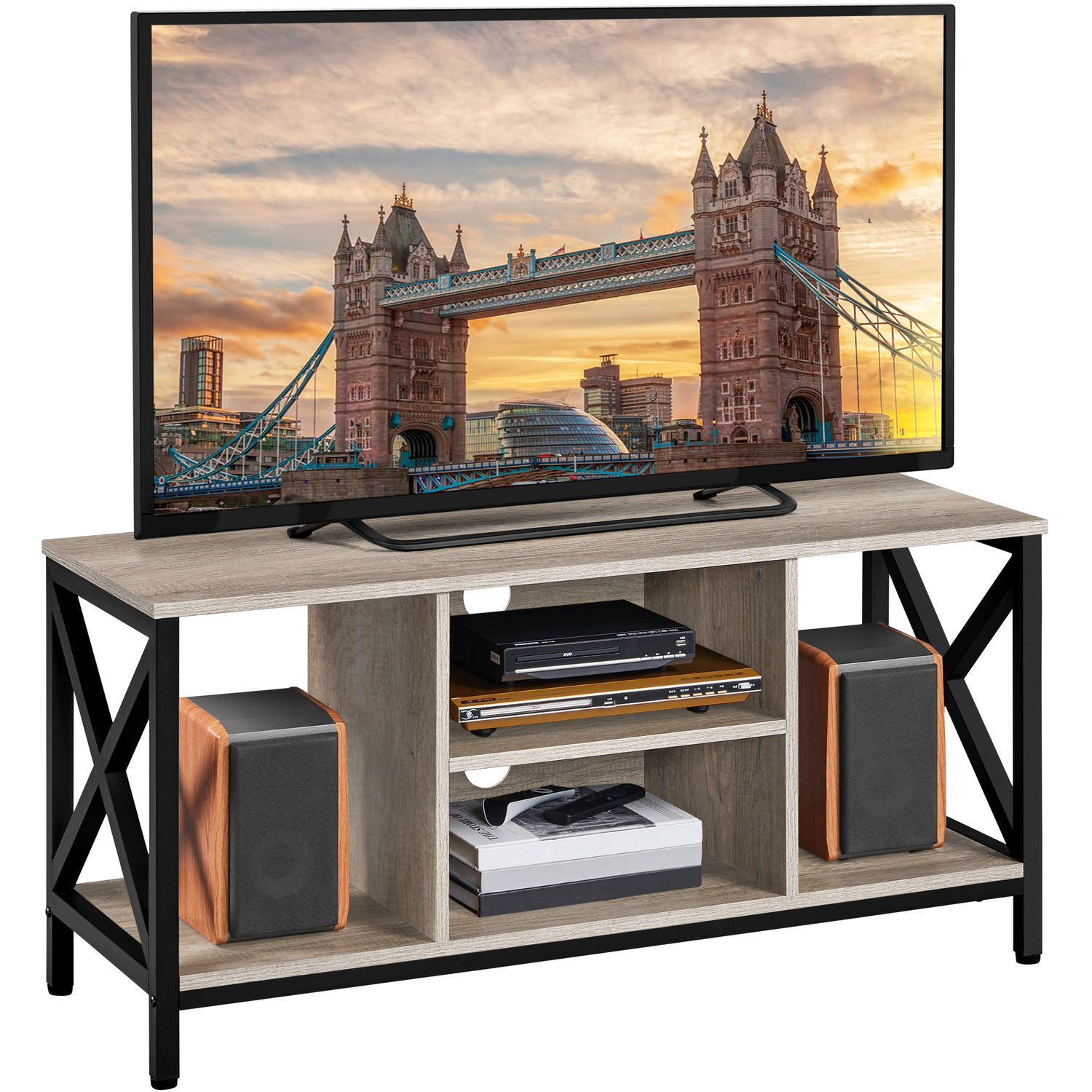 Yaheetech Industrial Tv Stand With X-Shape Structures - Grey