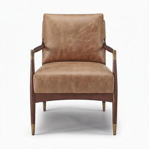 Delia Tan Faux Leather Mid Century Modern Accent Chair