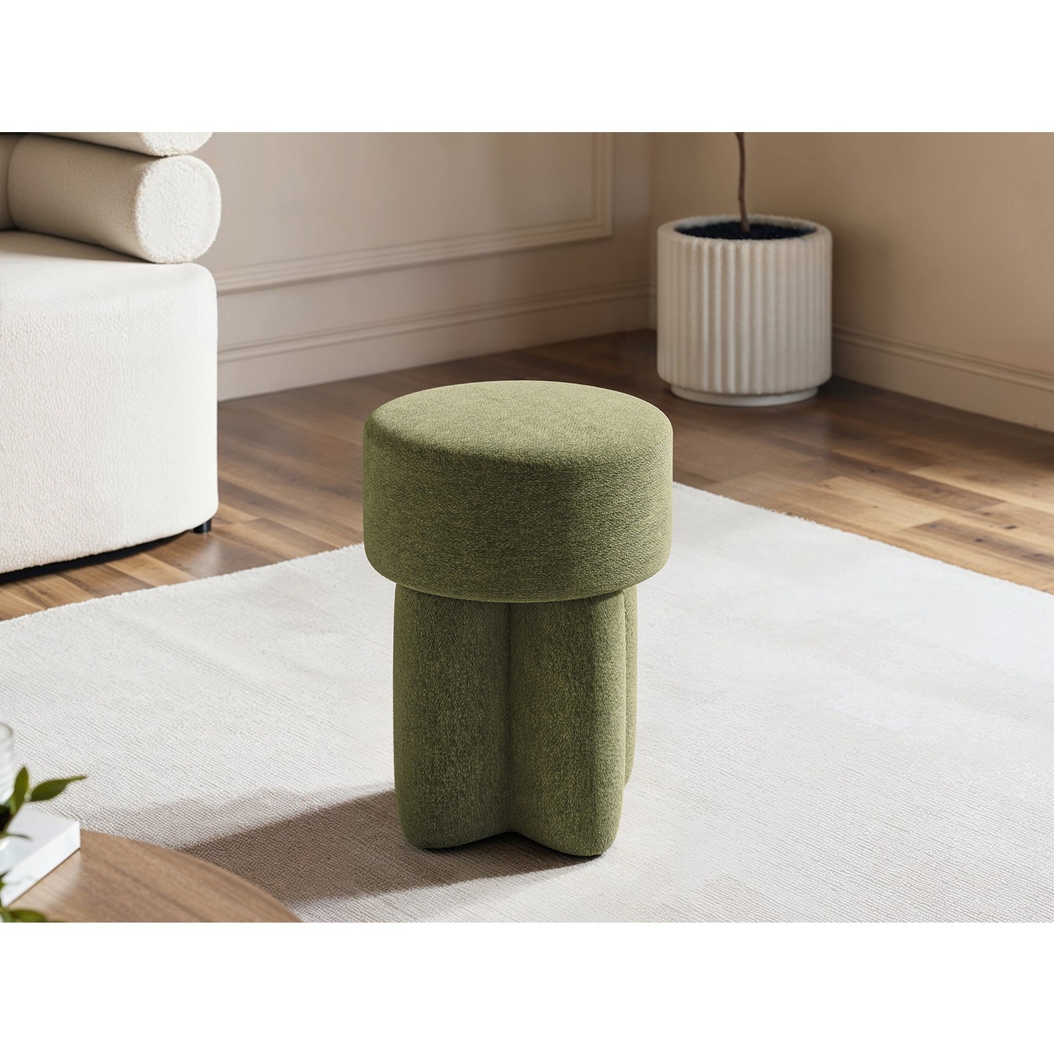 Astrid Fabric Pouffe - Green
