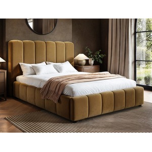Emilie Ribbed Ottoman Bed Mocha Velvet