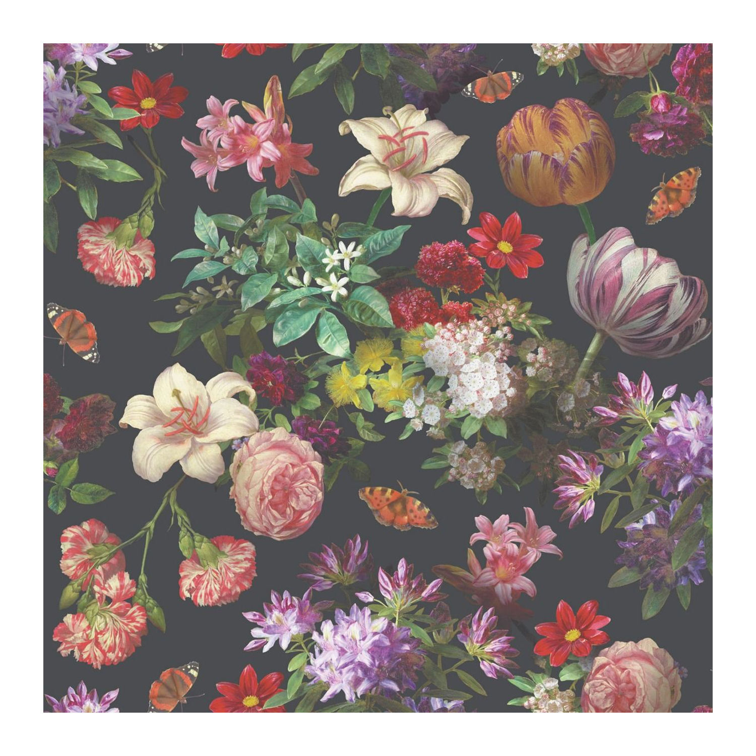 World Of Wallpaper Brigette Floral Wallpaper - Black/Multicoloured