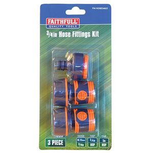 Faithfull 3/4in Plastic Hose Fittings Kit, 3 Piece
