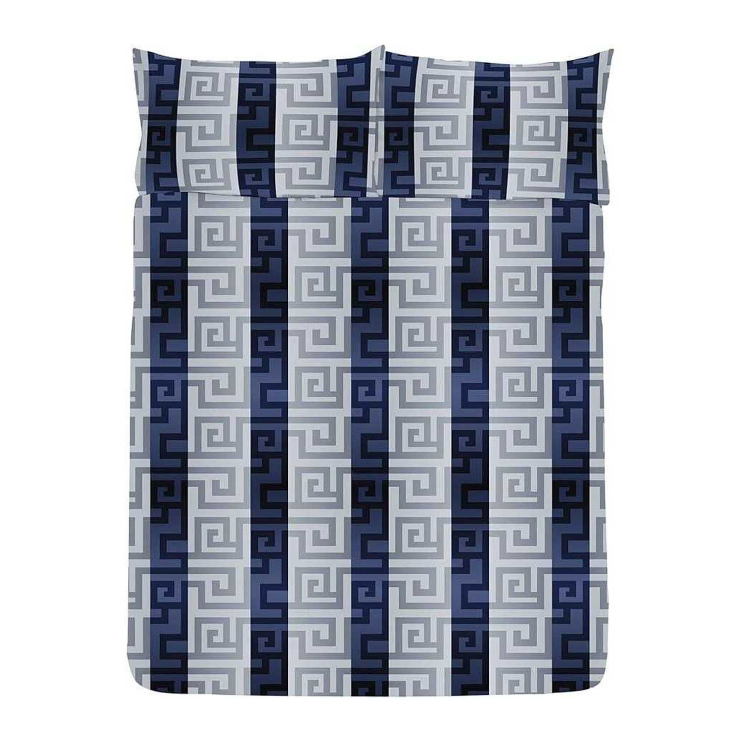 K Collection Athena Reversible Duvet Set - Navy/Silver