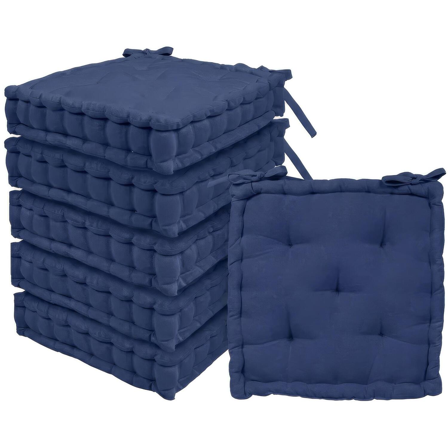 Harbour Housewares Square Seat Pad - 40 X 40Cm - Navy / 6.6Kg