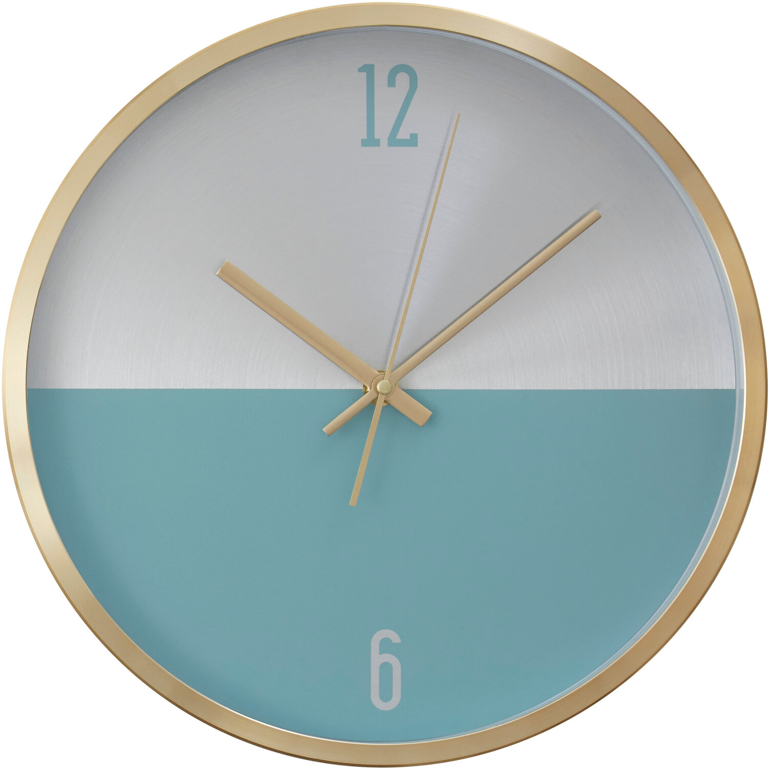 Elko 30cm Dia Silver Gold and Blue Finish Wall Clock - Blue