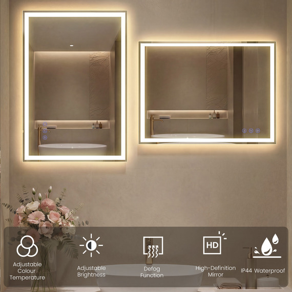 SONGMICS Rectangular LED Anti Fog Bathroom Mirror