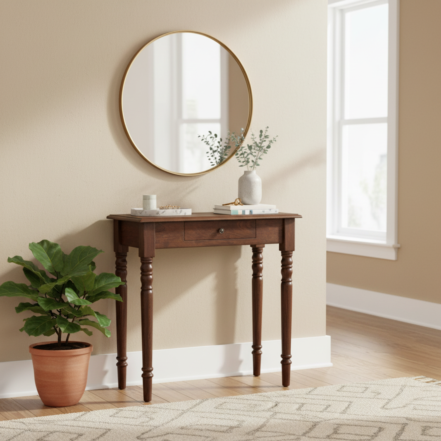Artisan Furniture Turned Legs 1 Drawer Chestnut Console