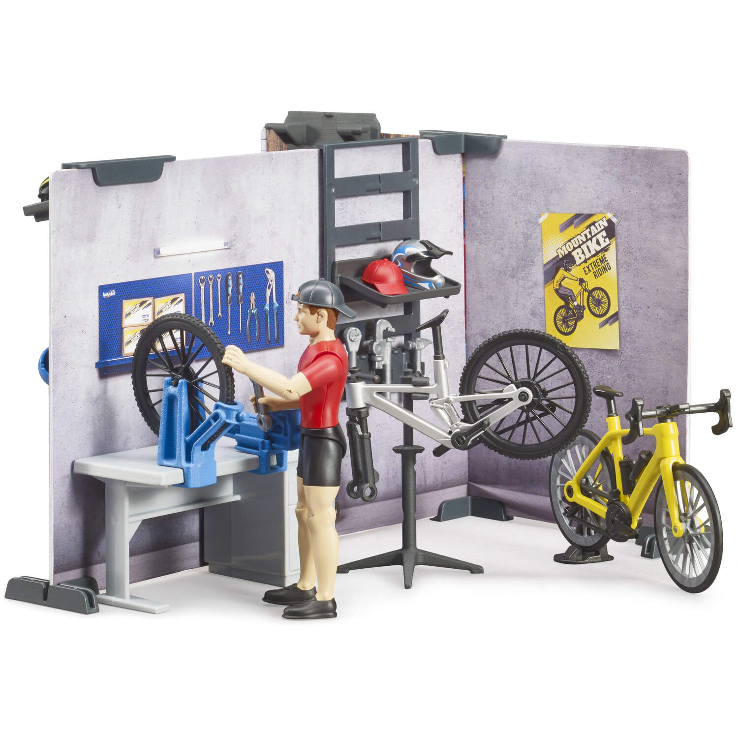 Bruder Bworld Bikeshop And Service Vehicle Playset - Blue