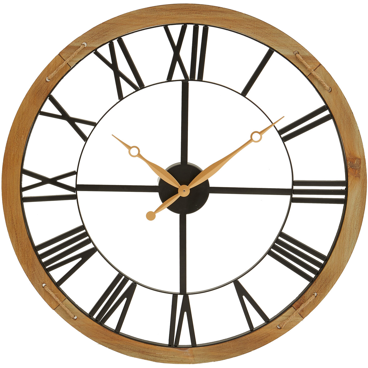 Interiors By Premier Vitus 60Cm Dia Black Metal Wall Clock With Gold Finish Hands - Black