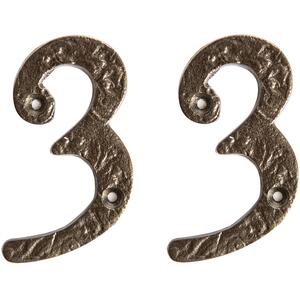 Rustic Iron Numeral - Number 3 - H75mm - Raw - Pack of 2
