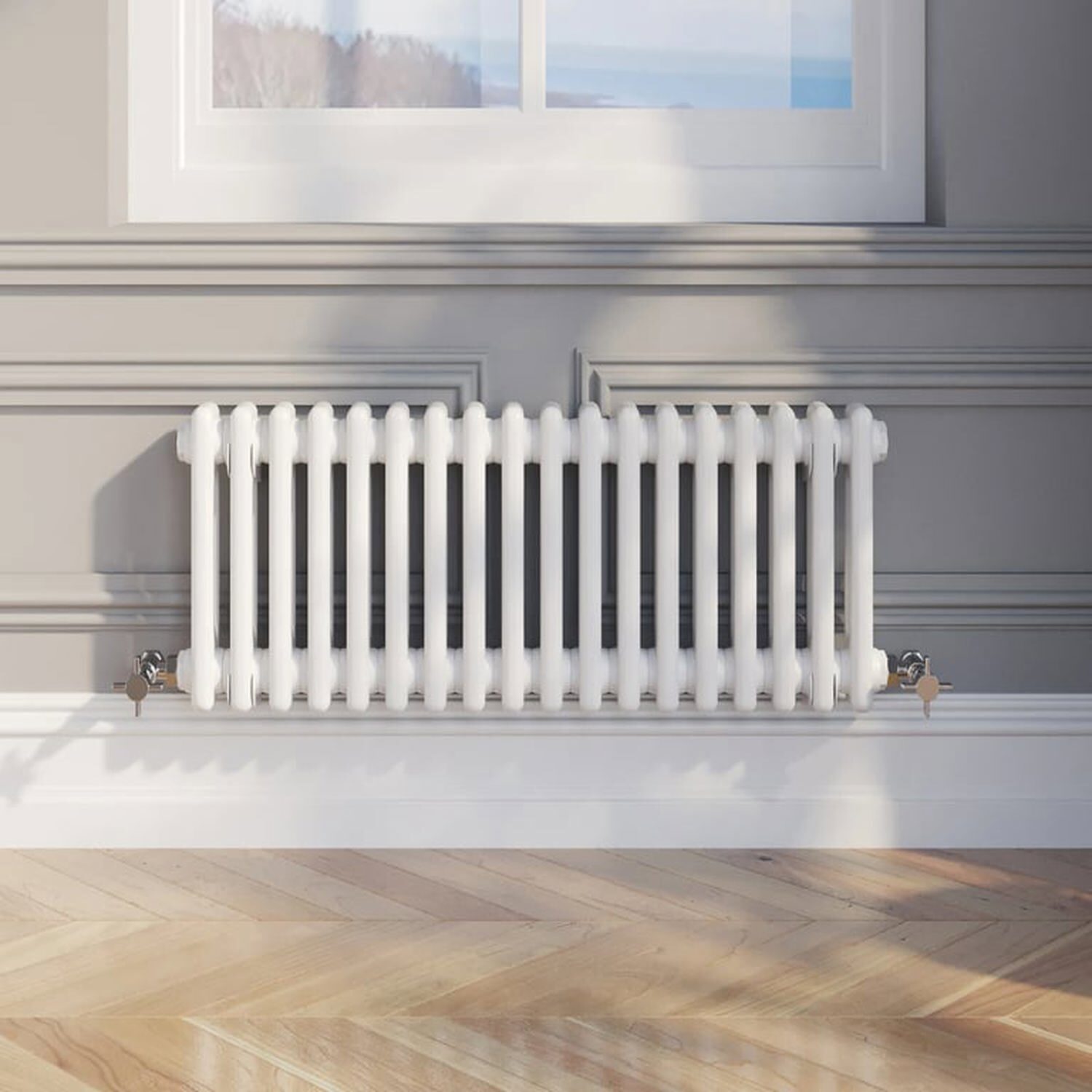 Temprazo Traditional Colosseum Double Bar Column Radiator White 300 X 605Mm - White / 70Mm / 830Mm / 300Mm