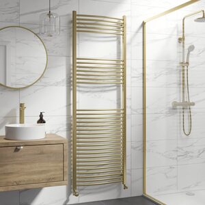 Curved Heated Towel Rail Brushed Brass - 1800 x 600mm