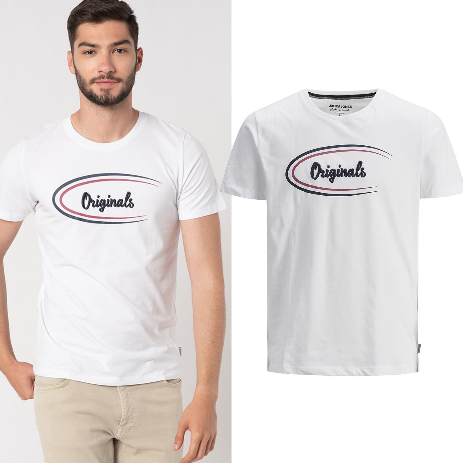 Jack & Jones Men's White Casual Cotton T-Shirt Crew Neck Short Sleeve Regular Fit - S - S - Image 3