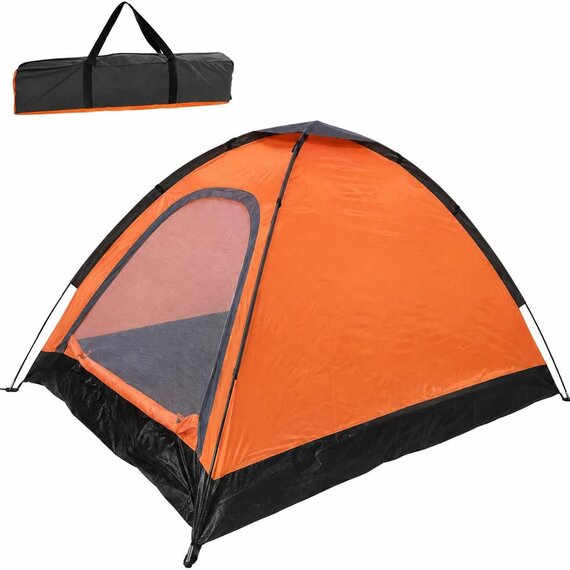 2 Man Pop Up Dome Tent, Waterproof 1500mm, Orange.