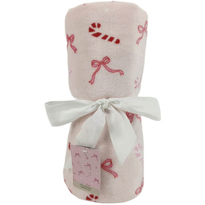 Bow Candy Canes Fleece Throw