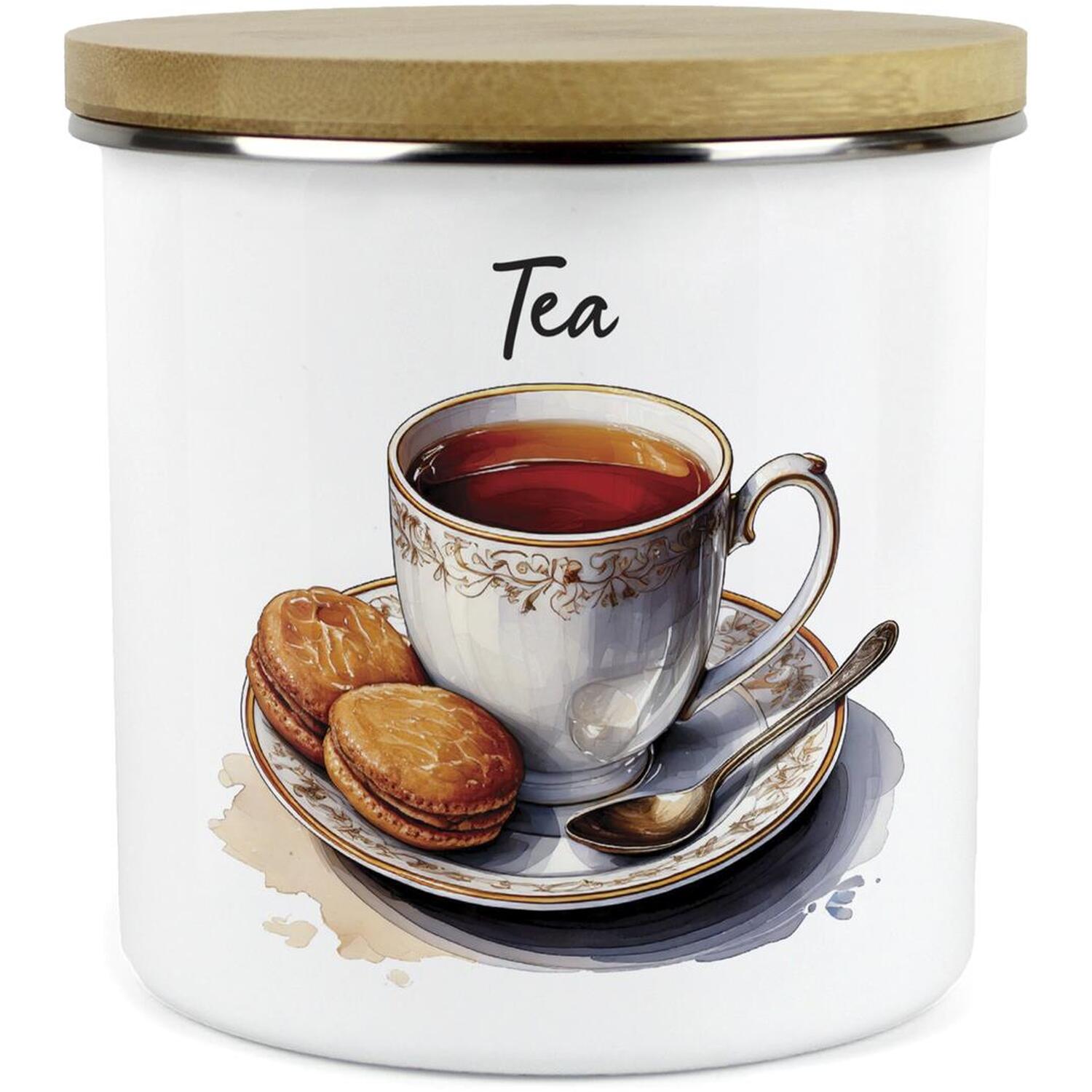 Purely Home Cup & Saucer Large Kitchen Storage Canister - White