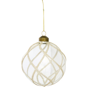 Clear Champagne Glitter Wrapped Bauble