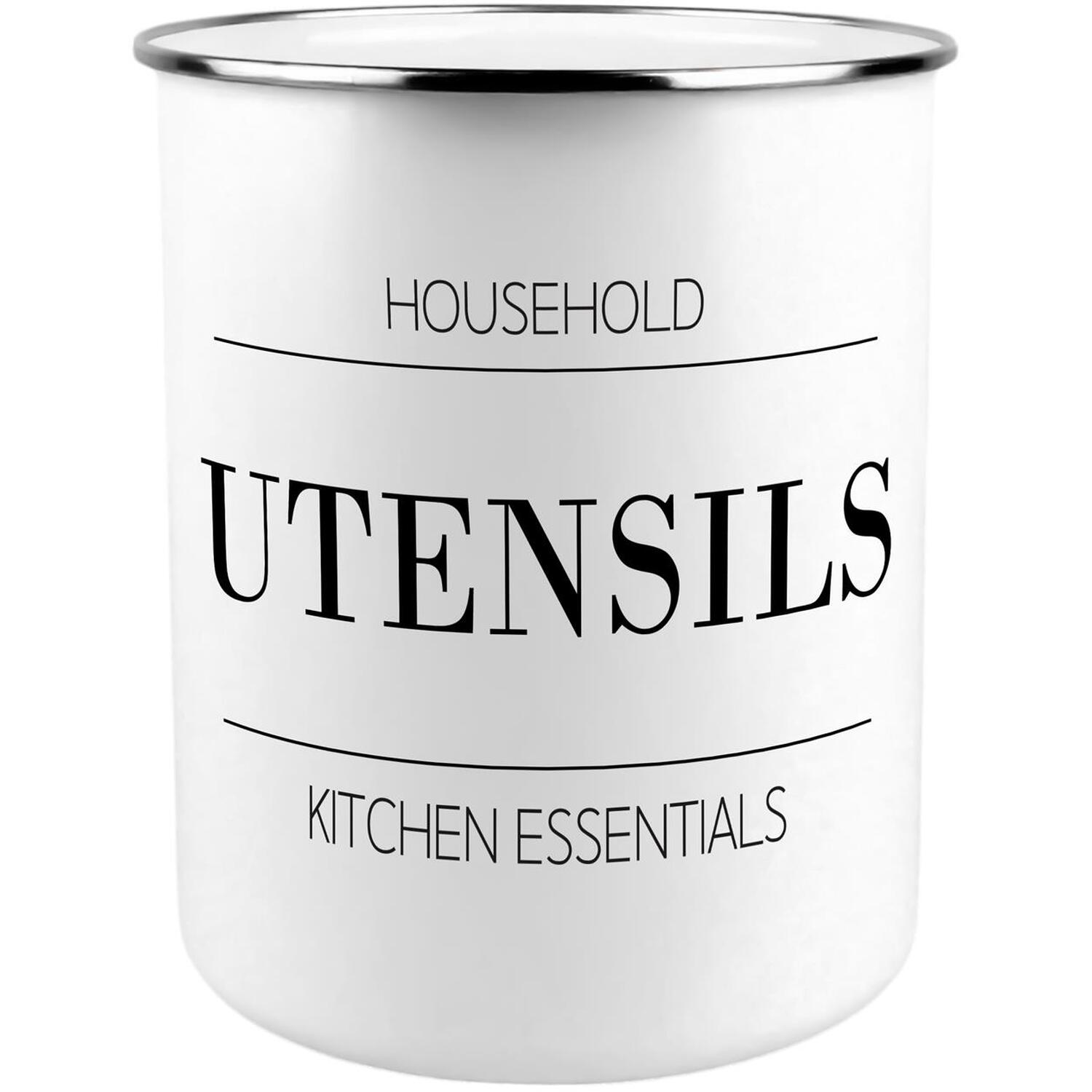 Minimalist Essentials Metal Utensil Holder - XL Kitchen Utensil Pot - Image 2