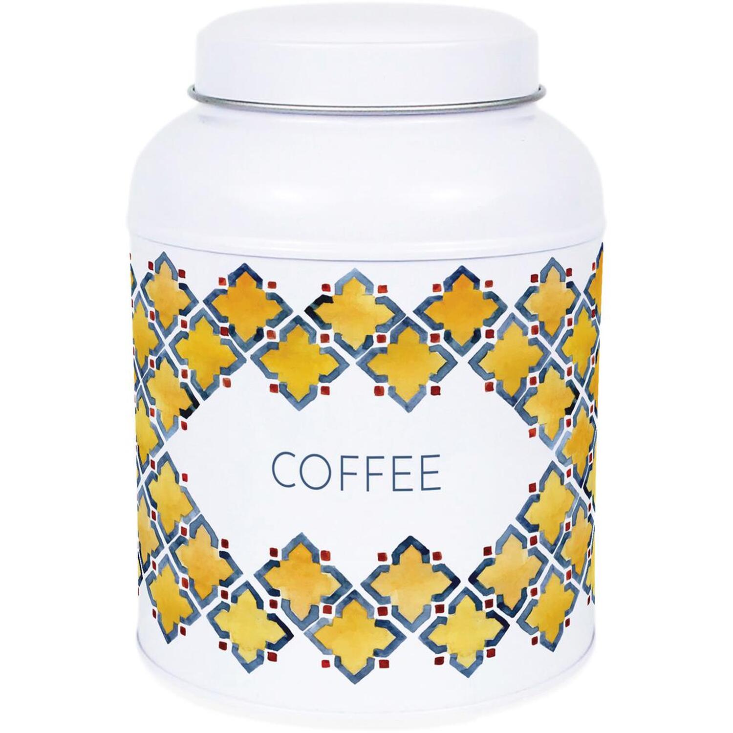 Purely Home Portuguese Tile Tea, Coffee & Sugar Canisters - Small Kitchen Storage Tins - Coffee