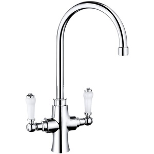 Balterley Traditional Dual Handle Lever Handle Spout Kitchen Mixer Tap - Chrome