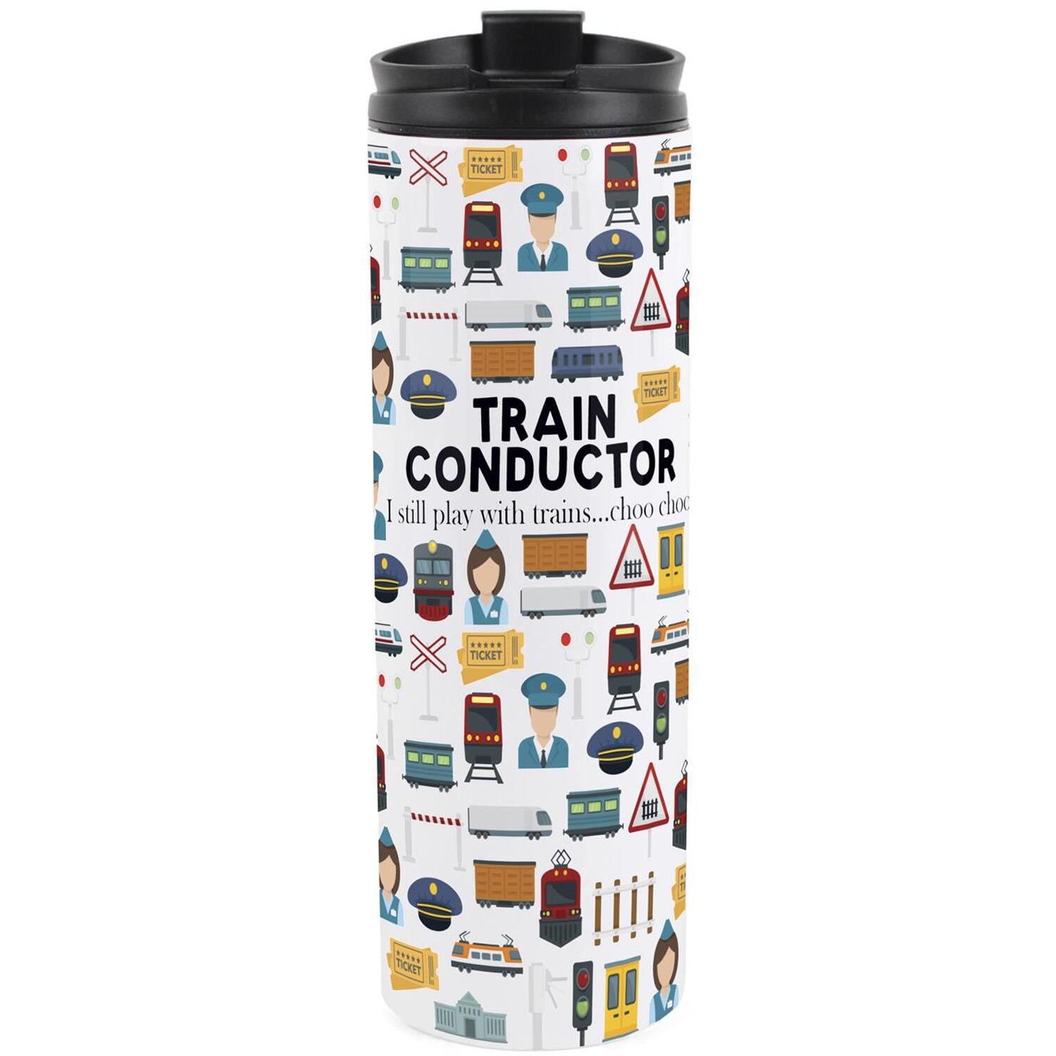 Train Conductor Travel Mug - Novelty Trades Gift Reusable Stainless Steel Flask - Image 2