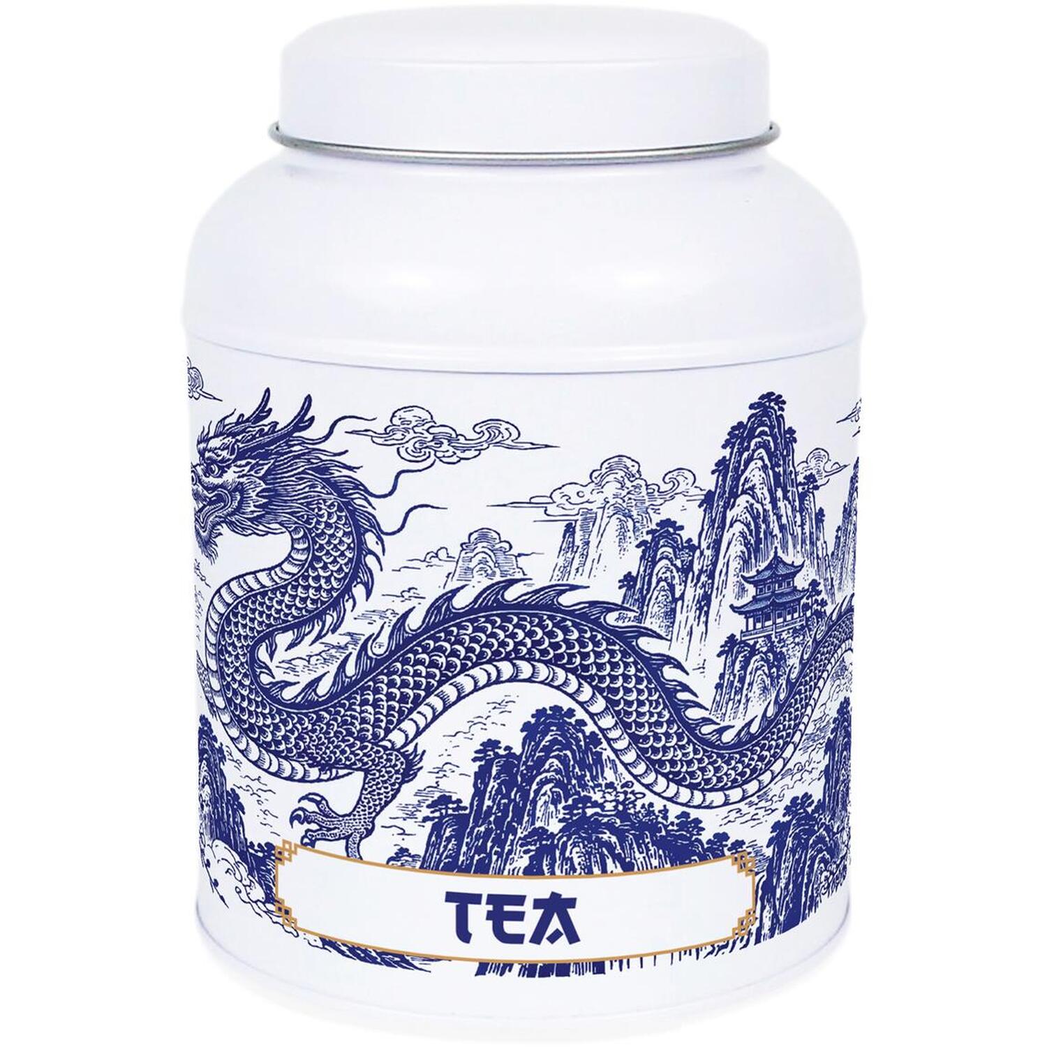 B&Q - Dragon Temple Tea CanisterSmall Domed Lid Kitchen Storage Tin - Image 2