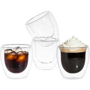 Eden & Willow Set of 4 Smooth Double Walled Glass Coffee Tumblers