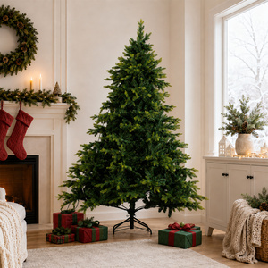 Green / 7ft Artificial christmas tree with realistic pe & pvc branches shot 18106334