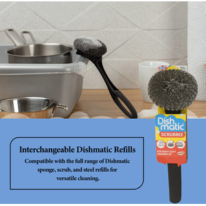 Dishmatic Scrubbee Handle with Stainless Steel Scourer Head