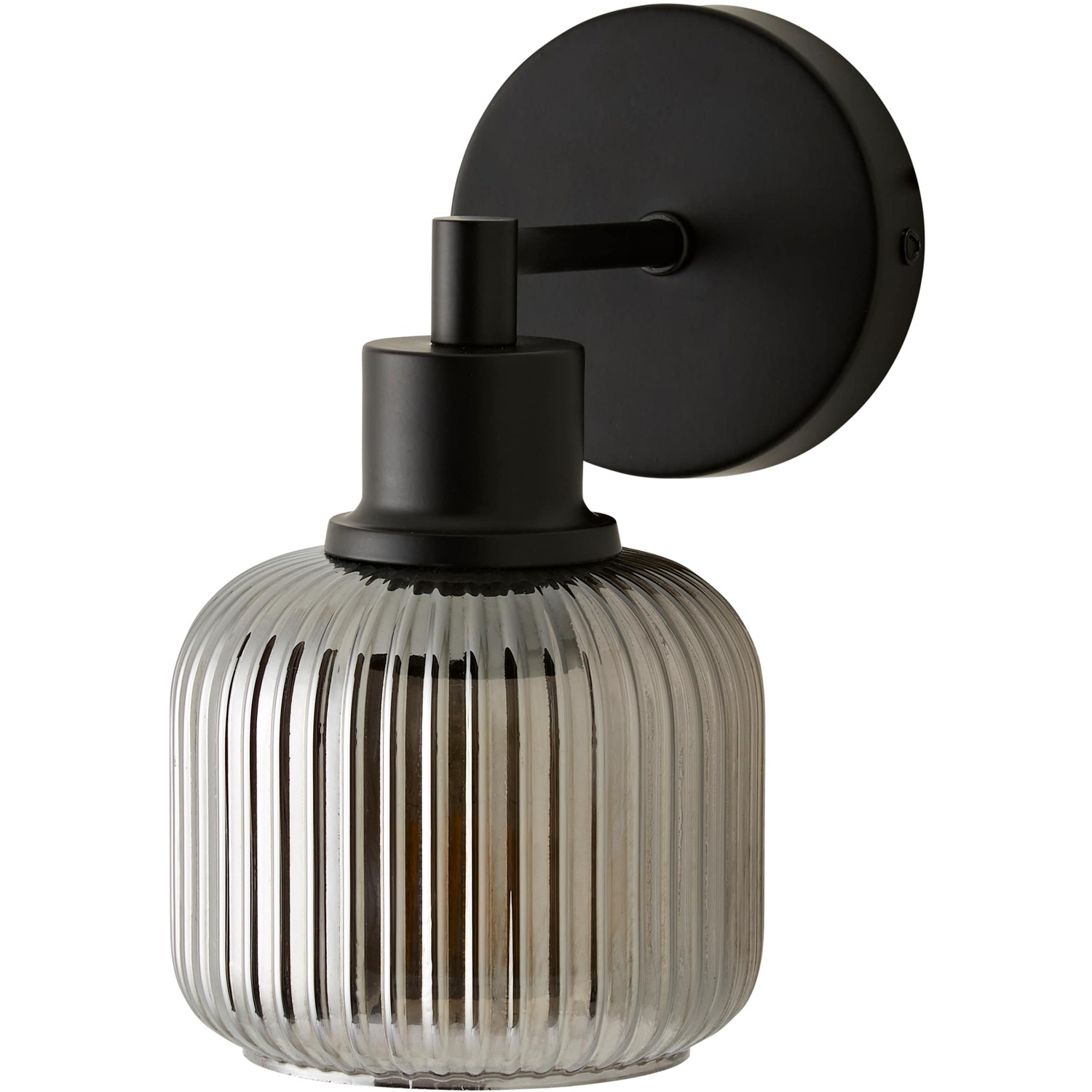 ValueLights Calpe Ribbed Smoked Glass Wall Light with Bulb Matte Black 205 x 165 x 120cm - Image 4