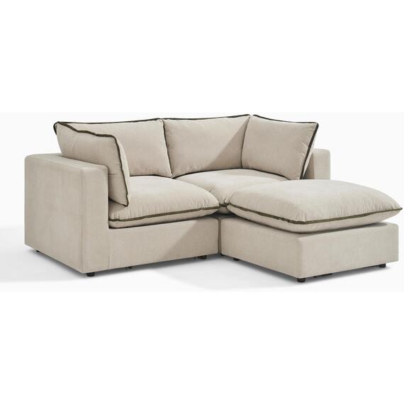 Echo Linen-Look Trim Fabric 2 Seater Modular Chaise Sofa