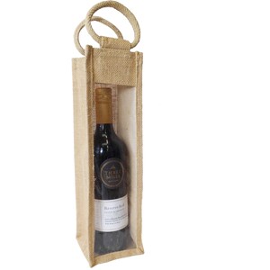 Single Wine Bottle Natural Jute Bag with Handles