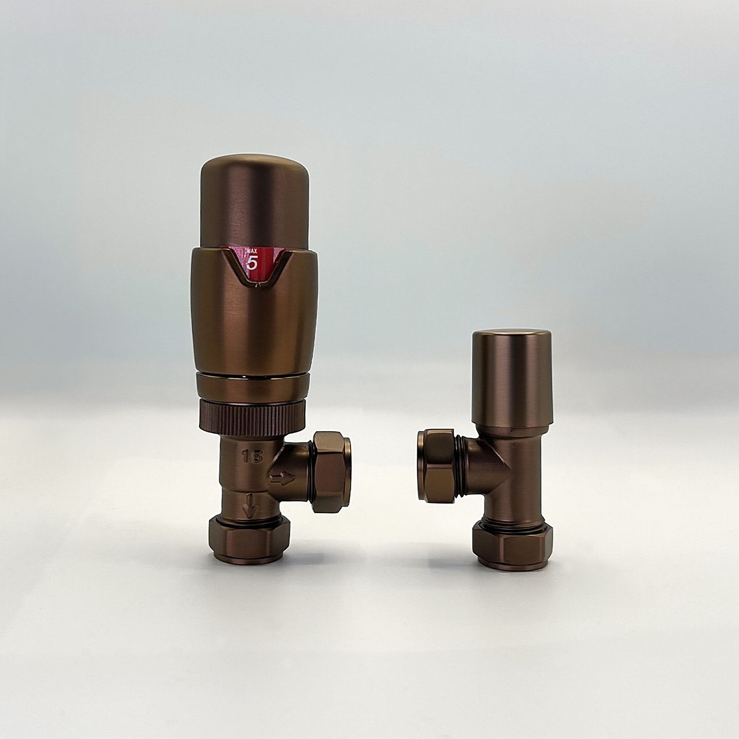 Lux Heat Angled Brushed Bronze Thermostatic Valve Set - Brushed Bronze - Image 2