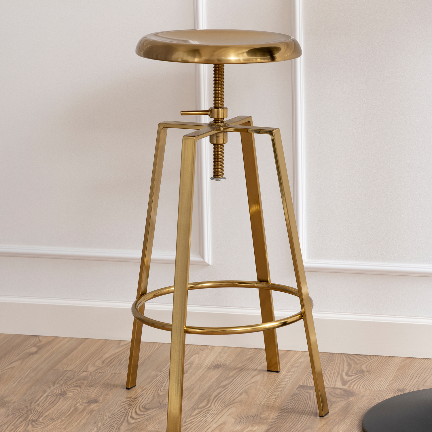 B&Q - Goose Bar Stool Without Back In Gold Brushed Steel With Adjustable Height - Image 3