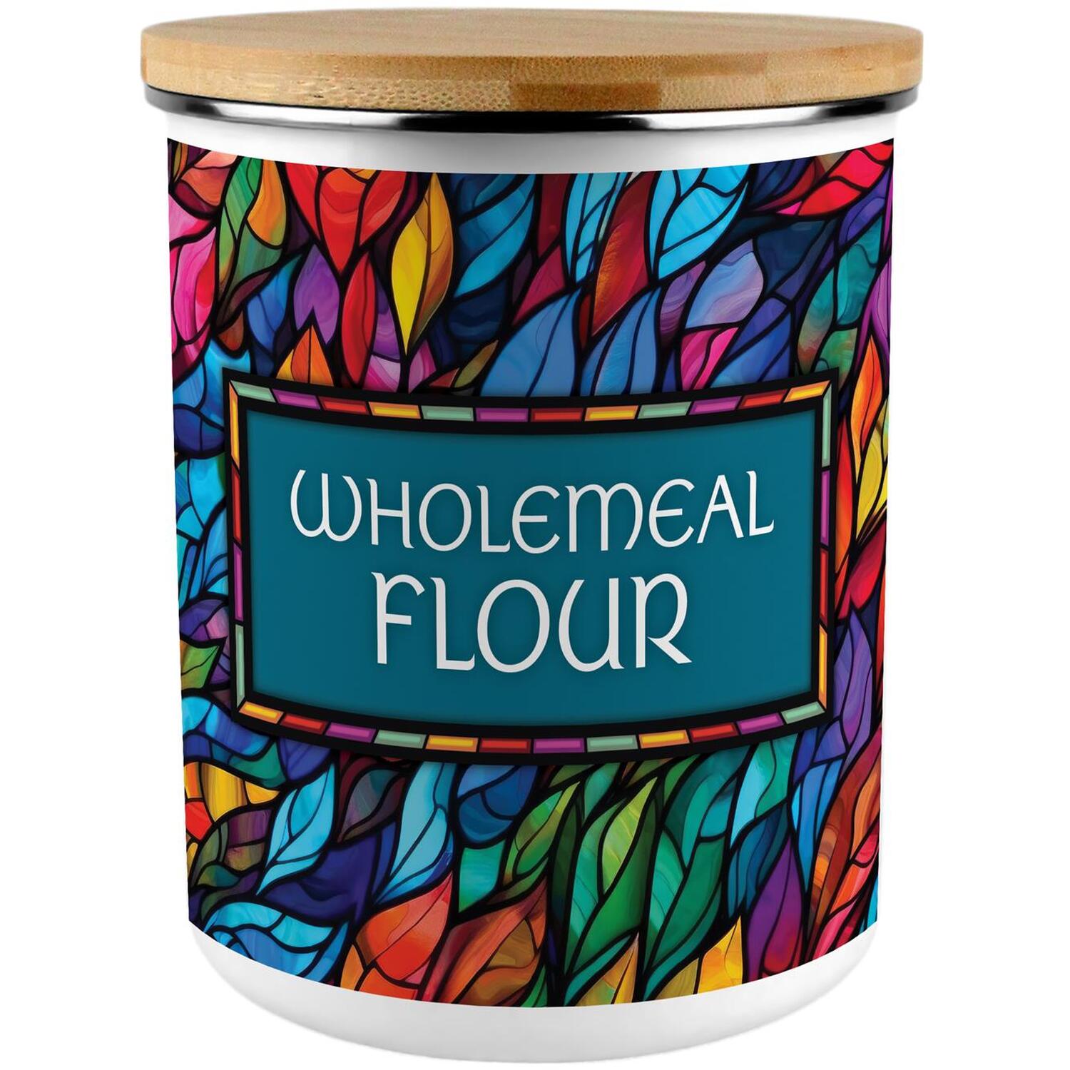 B&Q - Stained Glass Print Extra Large Wholemeal Flour Canister - Image 2