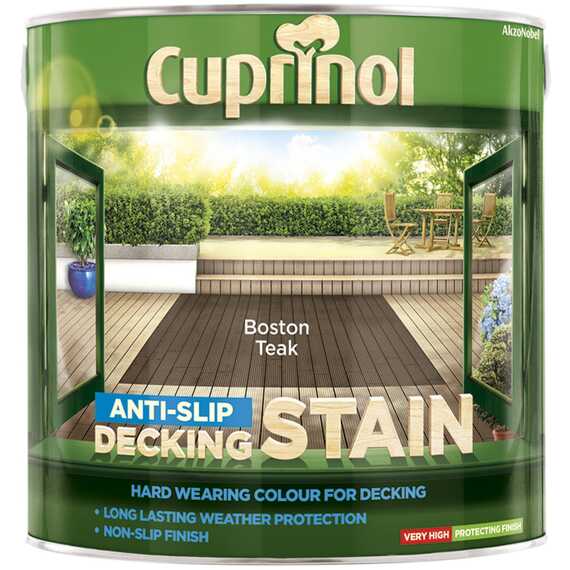 Cuprinol Anti-Slip Decking Stain in Boston Teak, 2.5 L.