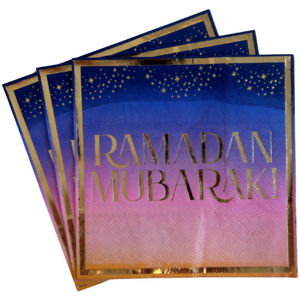 Ramadan Mubarak Party Napkins 20pk - Purple & Gold