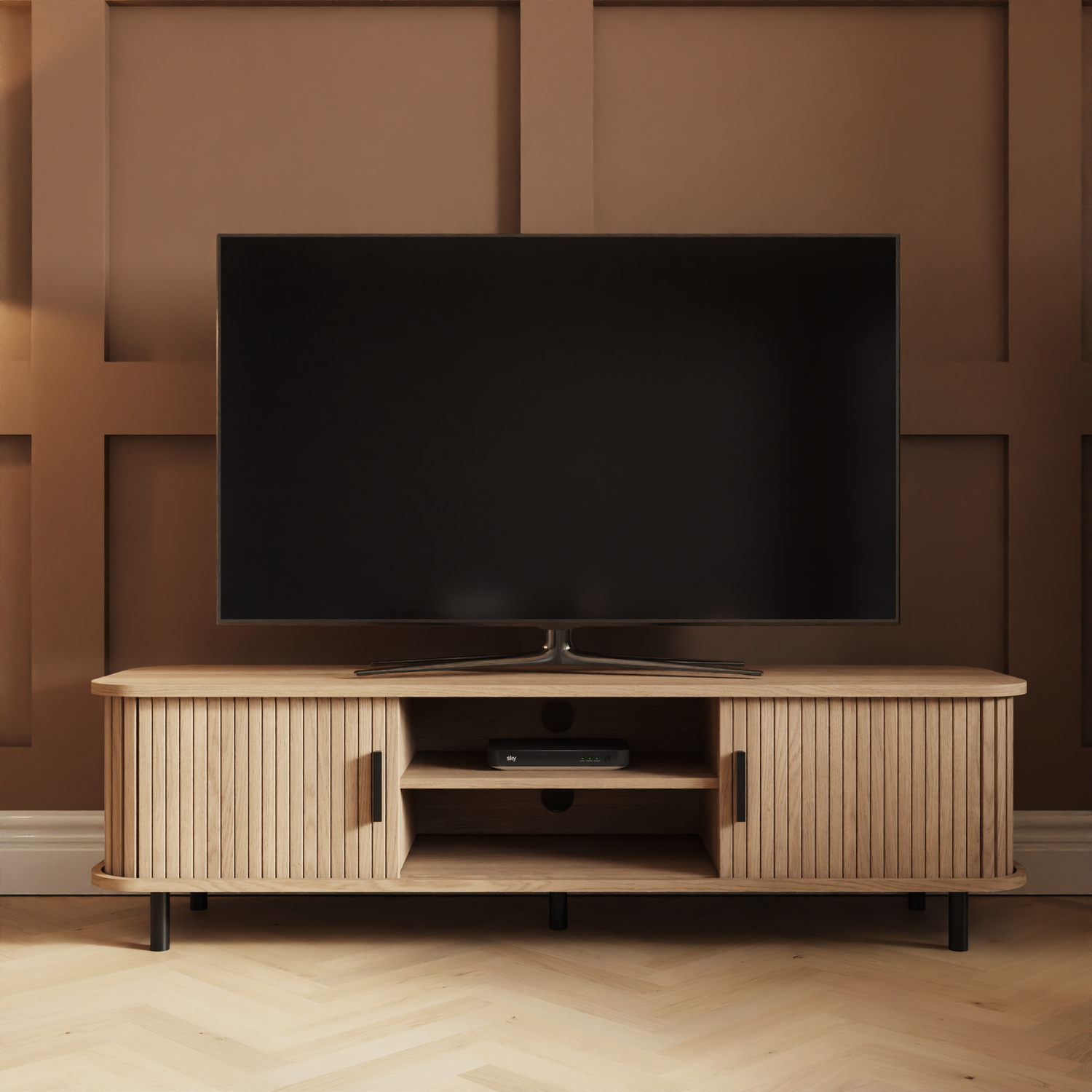 GFW Oak TV Unit - 2 Shelf - Size 2 - Image 3