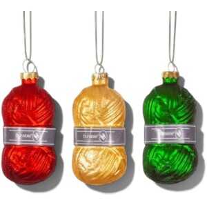Set of 3 Knitting Wool Christmas Tree Decorations