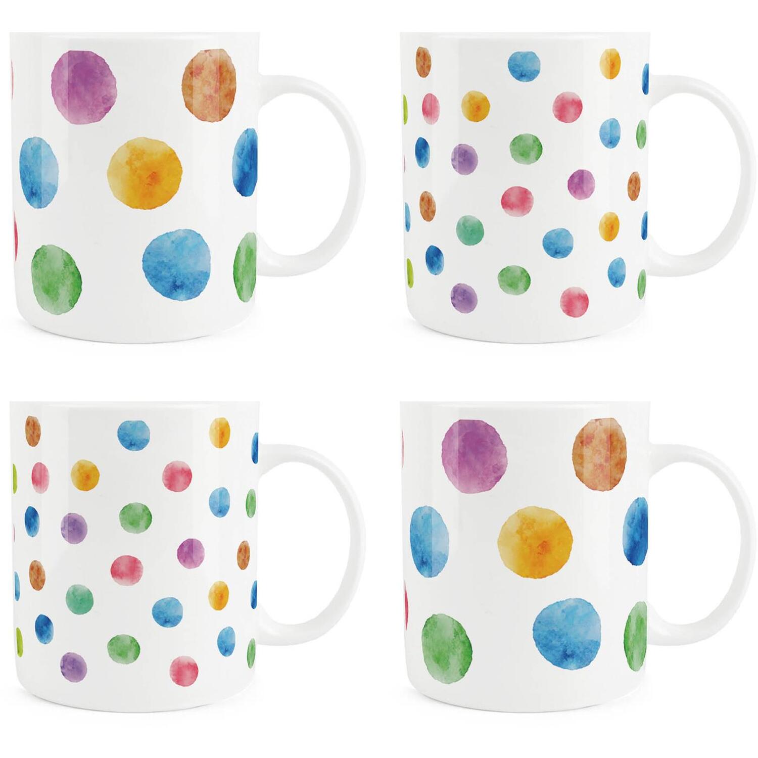B&Q -  Multicoloured Polka Dots Bone China MugsSet Of 4 - Image 3