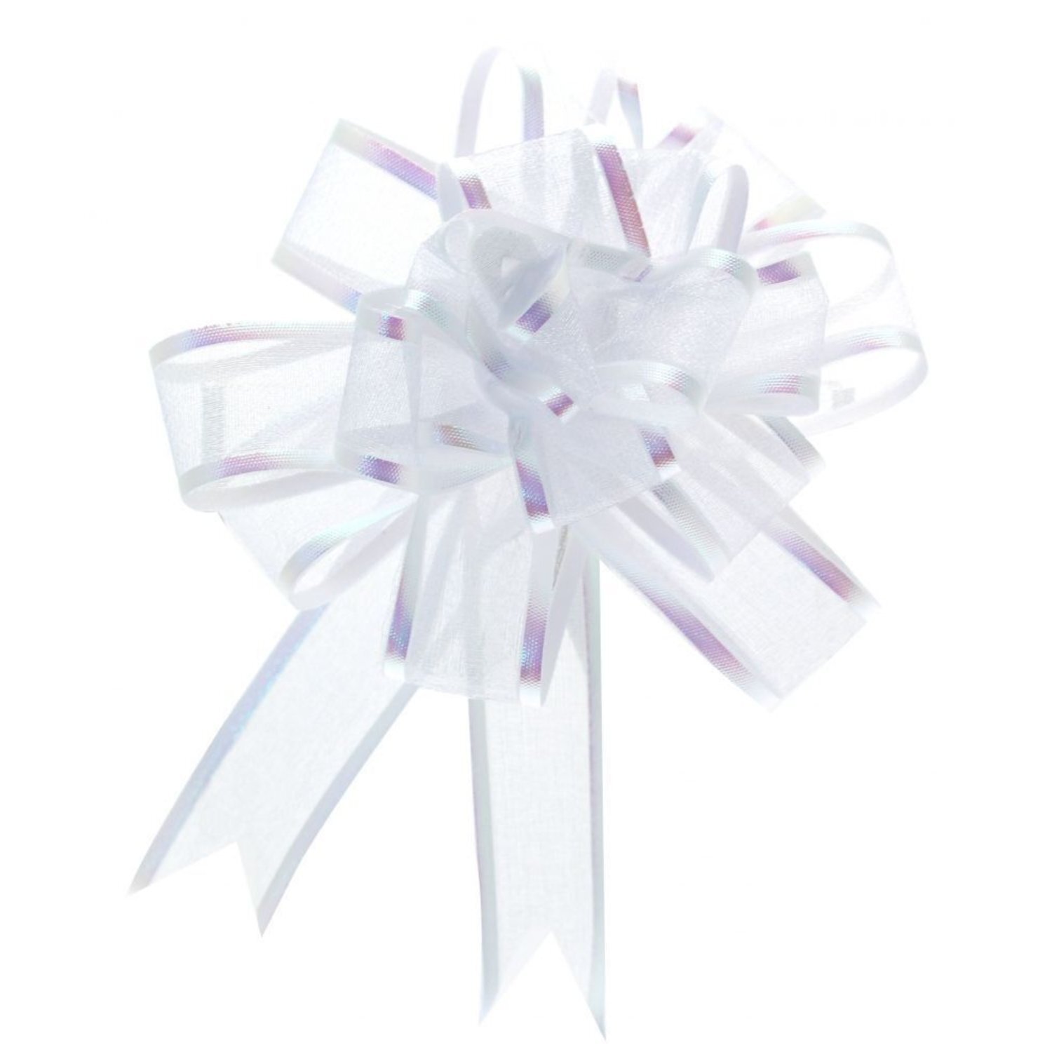 Kdmd Unisex White Organza Pull Bow 25Mm 12 Pack - Image 2
