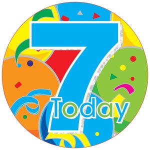 Jumbo Blue 7 Today Birthday Badge Pack of 12
